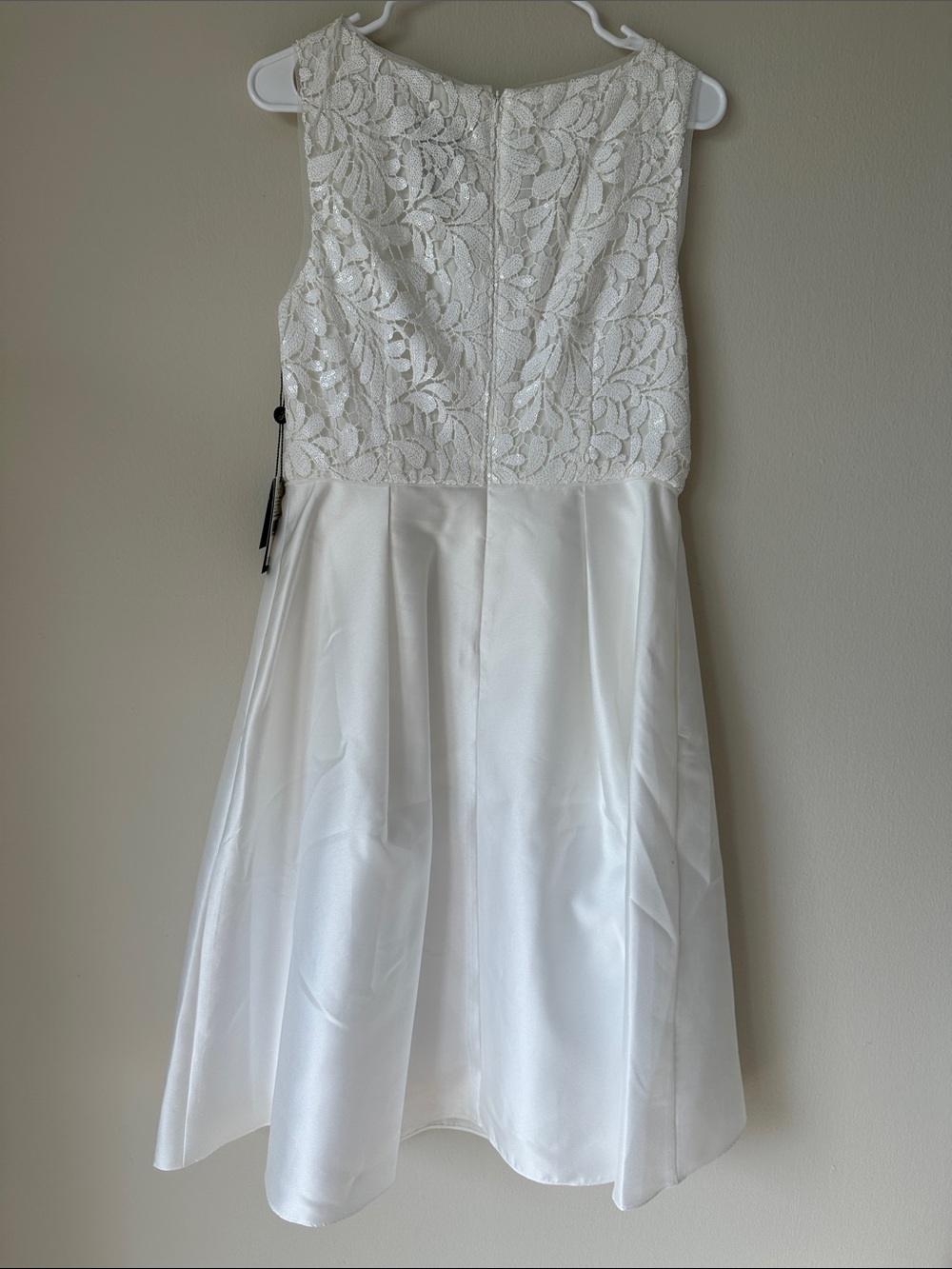 Adrianna Papell White Lace Bodice A-Line Dress Skirt - Picture 9 of 12